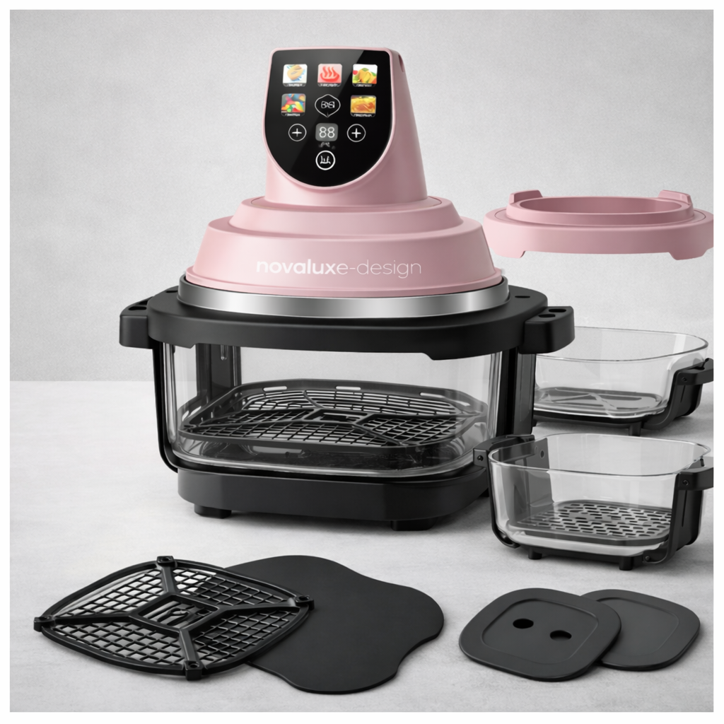 Novaluxe-Design ProGlass Smart Air Fryer – Dual Bowl Visible Cooking