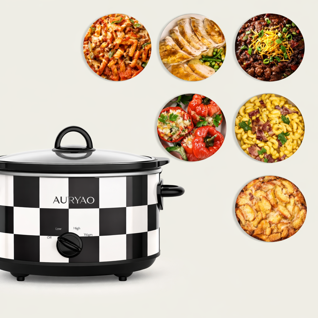 AURYAO 6QT Pro Slow Cooker – Smart Control, Ceramic Nonstick, Effortless Clean