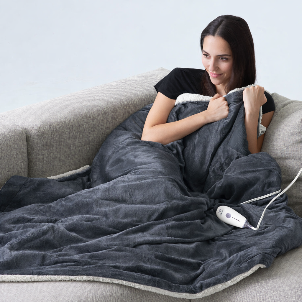 Bedsure Heated Throw Blanket – Fast Heating, 6 Heat Levels, 4 Timer Settings