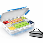 Chilled Portable Snackle Box Container with Ice Pack, Portable Travel Food Containers with Lids, Keep Cheese and Fruits Remained Fresh for Hours, Divided Serving Tray for Family Road Trip Beach Picnic,8-Pack Carton