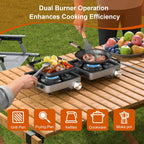 Foldable 2 Burner 27000 BTU Portable Propane Camp Stove