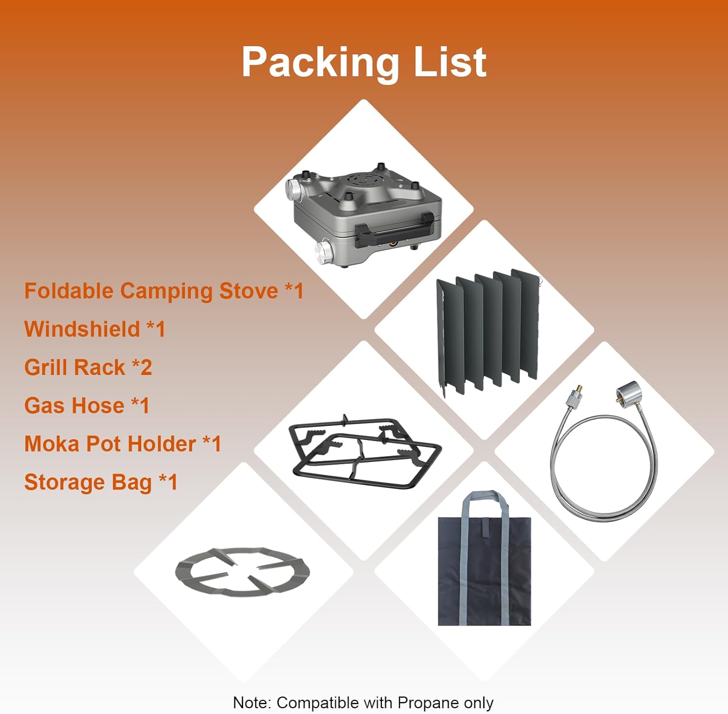 Foldable 2 Burner 27000 BTU Portable Propane Camp Stove