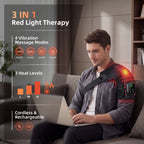 Cordless Red Light Therapy for Shoulder with Heat & Massage Vibration, Separate 5000mAh Portable Near-Infrared Light Therapy Wrap for Shoulder Discomfort, 3 Heat 4 Vibration Modes, 660nm & 850nm LEDs, 30-Pack Carton