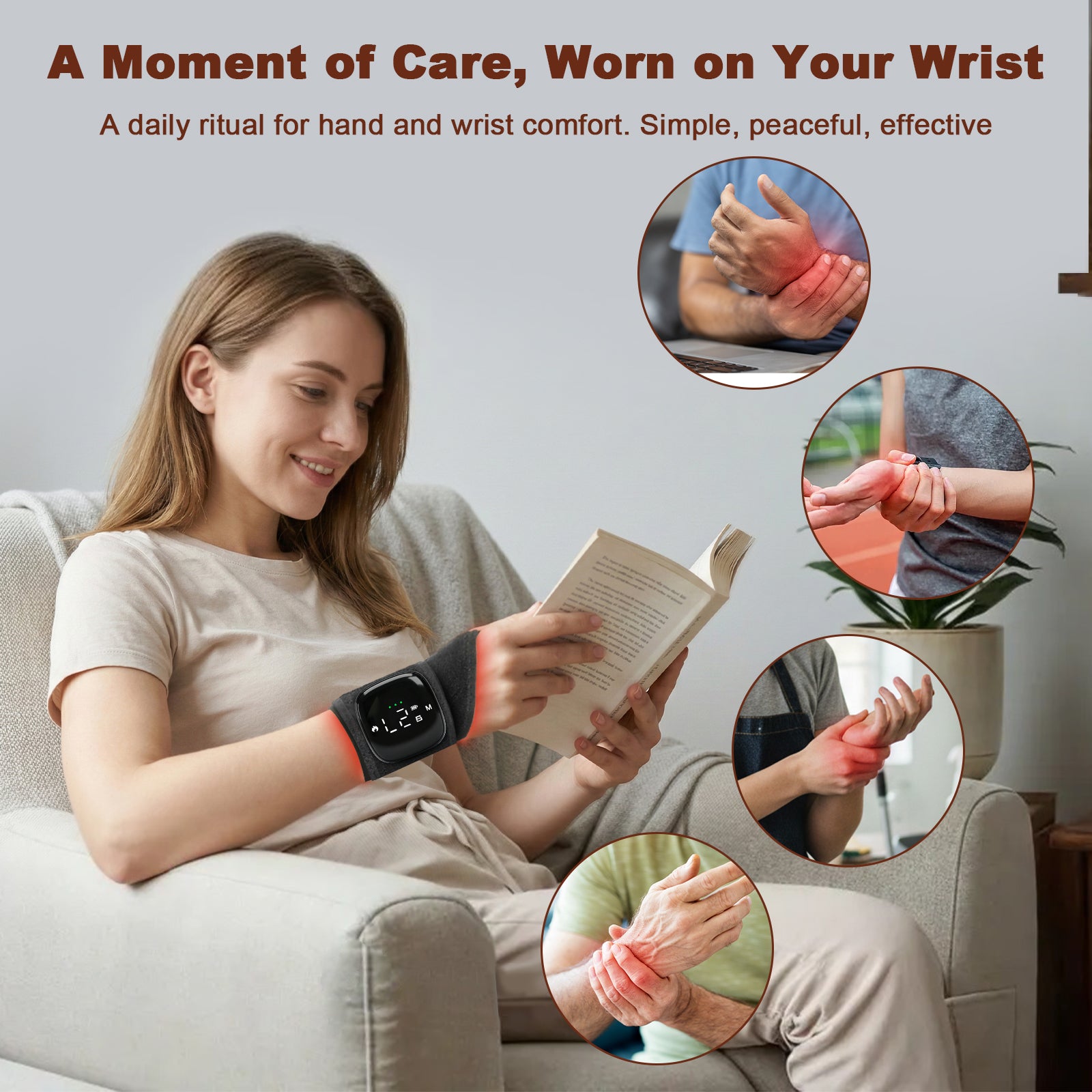 Portable Red Light Therapy for Hands Wrist Massage, 660nm and 850nm Infrared and Near Infrared Light Hand Therapy Equipment with Heat & Vibration for Wrist Ankle Neck, 80-Pack Carton