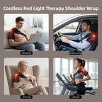Cordless Red Light Therapy for Shoulder with Heat & Massage Vibration, Separate 5000mAh Portable Near-Infrared Light Therapy Wrap for Shoulder Discomfort, 3 Heat 4 Vibration Modes, 660nm & 850nm LEDs, 30-Pack Carton