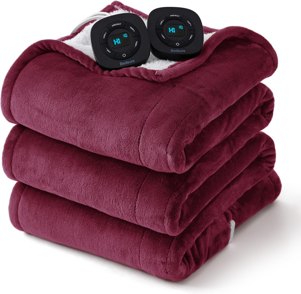 Bedsure Heated Throw Blanket – Fast Heating, 6 Heat Levels, 4 Timer Settings