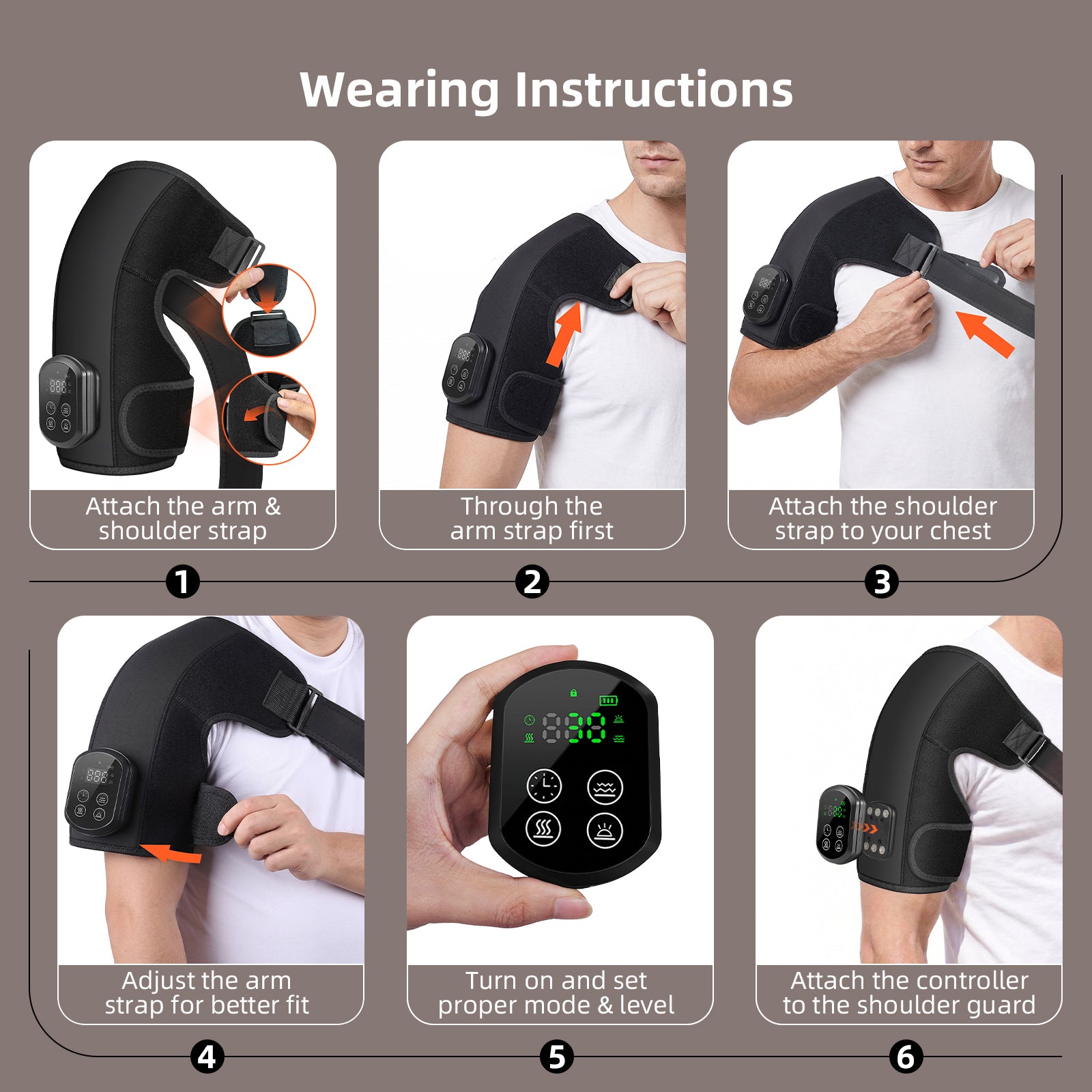 Cordless Red Light Therapy for Shoulder with Heat & Massage Vibration, Separate 5000mAh Portable Near-Infrared Light Therapy Wrap for Shoulder Discomfort, 3 Heat 4 Vibration Modes, 660nm & 850nm LEDs, 30-Pack Carton